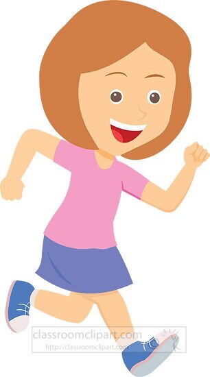 smiling girl runningfor health and exercise vector clipart image