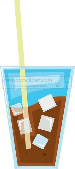 soft drink with ice cubes in a glass clipart