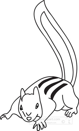 squirrel with strips on tail black outline clipart