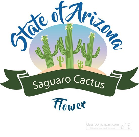 state of arizona flower saguaro cactus clipart image