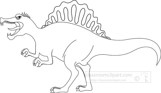 Angry Spinosaurus Dinosaur Black White Outline Clipart Classroom Clip Art