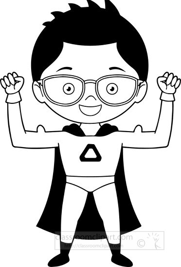 Free Black White Boy In Superhero Costume Clipart Classroom Clipart 9322