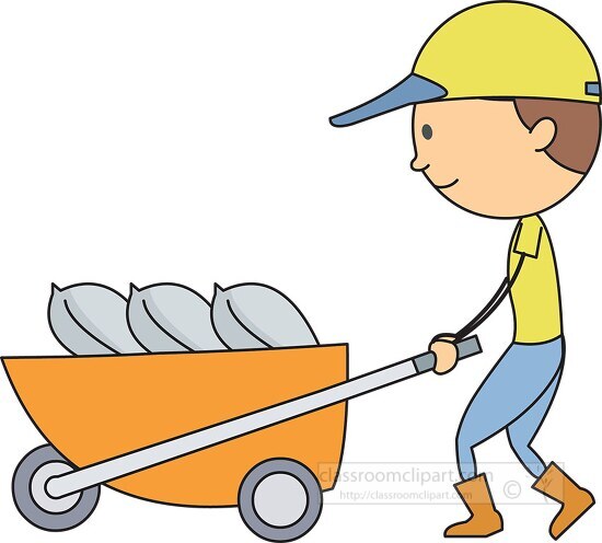 Construction Man Pushing Wheelbarrow Clipart Classroom Clip Art