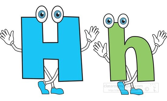 Free Letter Alphabet H Upper Lower Case Cartoon Classroom Clipart