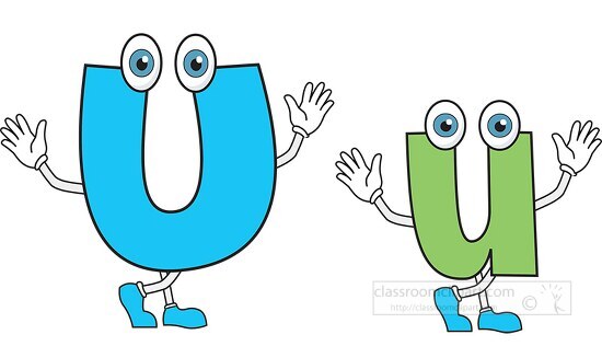 Letter Alphabet U Upper Lower Case Cartoon Classroom Clip Art