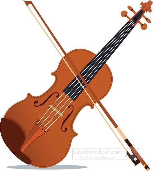 string instrument violin with bow clipart