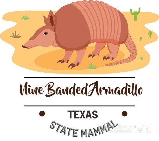 texas state mammal nine banded armadillo clipart animal