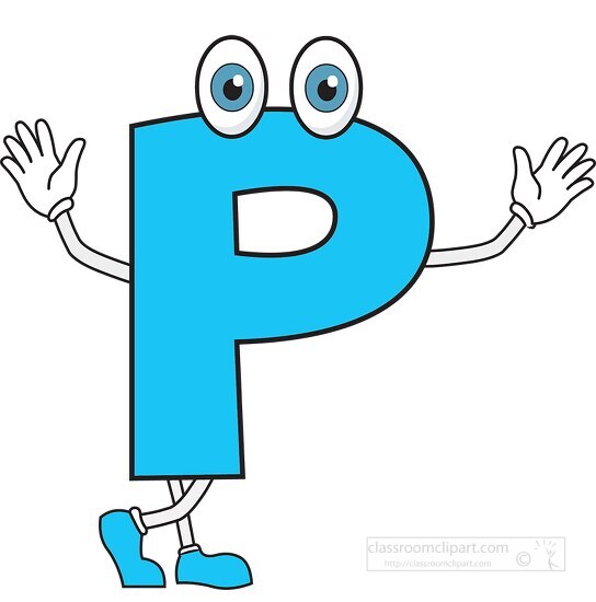 upper case letter P cartoon alphabet