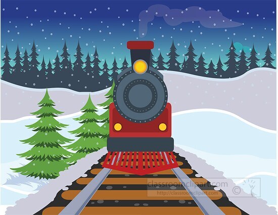 winter scene train tracks in the snow