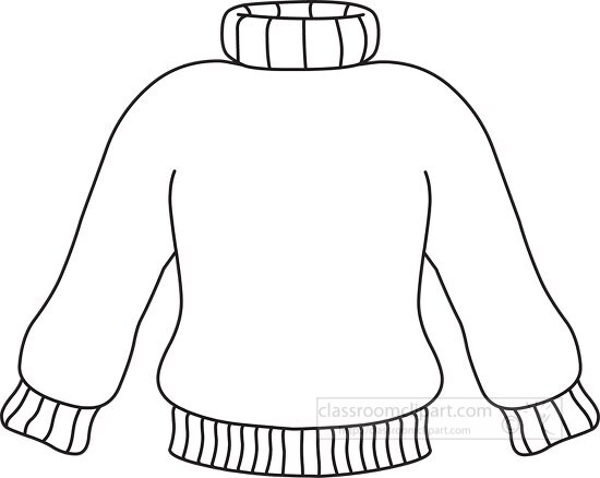 winter turtle neck sweater black outline clipart