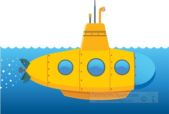 yellow submarine underwater with periscope clipart