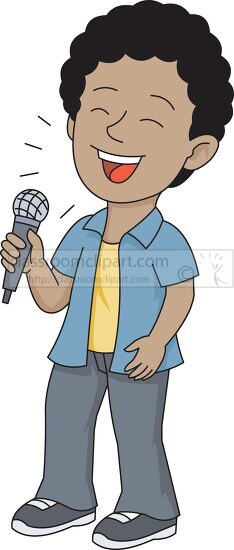 young singer holding microphone performing clipart