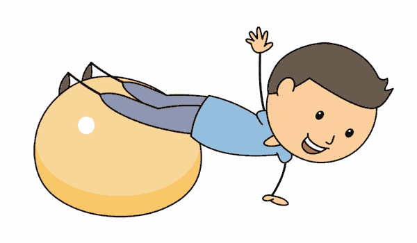 boy with exercise ball animated clipart
