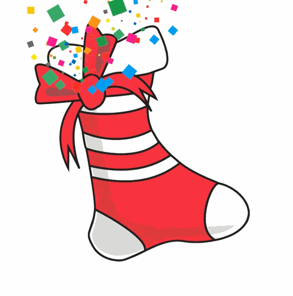 christmas stocking with confetti animation