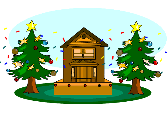 house with christmas trees animated gifs