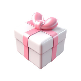 3D heart-shaped gift box white and pink