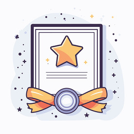 achievement certificate with star ribbon and seal