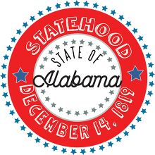 Alabama Statehood 1819 date statehood round style with stars cli