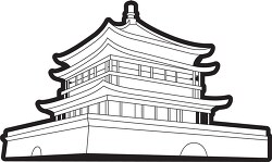 ancient chinese temple place of worship black outline printable 