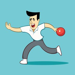 animated figure in a white shirt enthusiastically playing bowlin