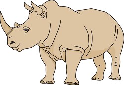 big rhinoceros with horns standing clip art