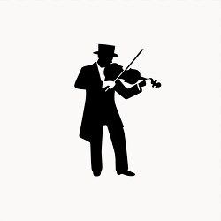 black and white illustration of a standing violin player