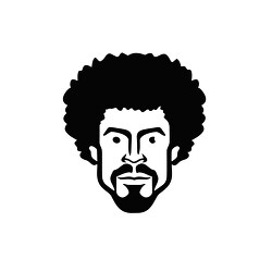 Black outline clip of a man with afro hair silhouette