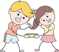 boy and still fighting for an object in their hands clip art