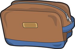 brown and blue travel shoulder bag clipart