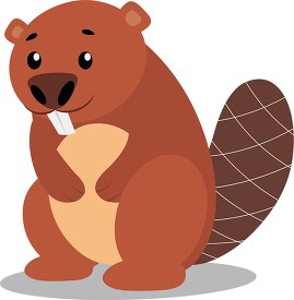 cartoon beaver standing on its hind legs with a big smile