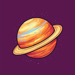 cartoon planet jupiter with ring clipart
