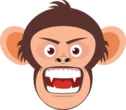 chimpanzee face shows aggression clip art