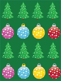 christmas tree with ornaments green background clipart