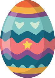 colorful Easter egg with patterns and hearts