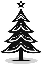 Contemporary black and white Christmas tree design with patterns