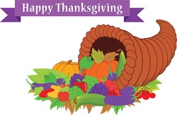 cornucopia horn with fruits and vegetables thanksgiving clipart