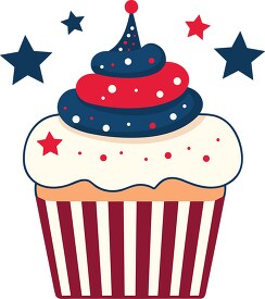 cupcake with red white blue frosting clip art