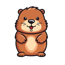cute cartoon style brown beaver with a smile clip art