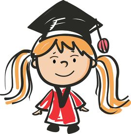 cute girl with pigtails wearing a graduation cap
