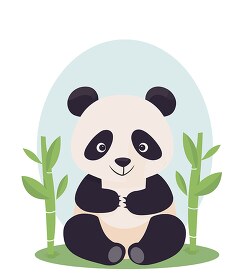 cute panda sitting between_bamboo stalks clip art