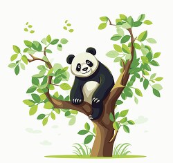 cute panda sitting on a large tree clip art