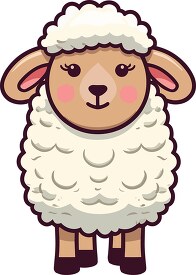 cute sheep cartoon character with pink cheeks clip art