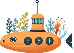 cute simple artistic cartoon Submarine clip art