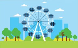 ferris wheel with city in background clipart