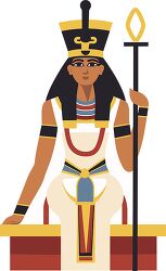 Flat design depiction of an ancient Egyptian ruler in traditiona