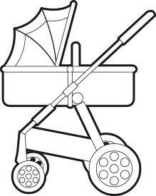 four wheel baby stroller printable black outline clipart