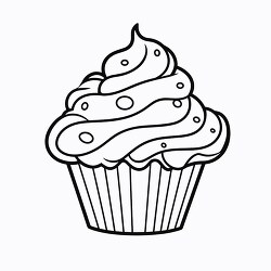 frosted cupcake with sprinkles coloring book sketch clipart prin