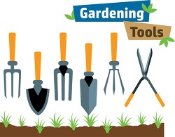 gardening tools shovels hoes pruning shears clipart