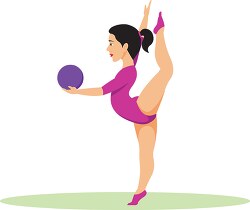 girl balances her body in a rhythmic gymnastics routine using a 