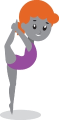 girl practicing Gymnastics holding leg behind her head gray colo
